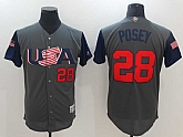 Men's USA Baseball #28 Buster Posey Gray 2017 World Baseball Classic Stitched Jersey,baseball caps,new era cap wholesale,wholesale hats